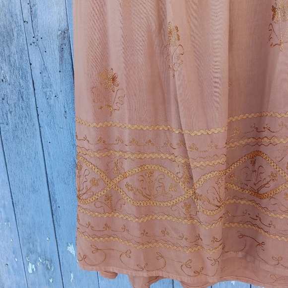 Women’s Free Size Maxi Skirt Embroidered Ombre Orange Hippie Festival Gypsy - Picture 4 of 6